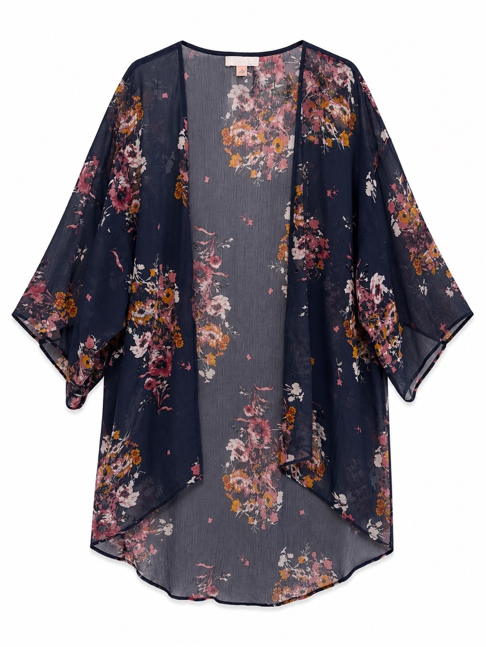 Floral Sheer Navy Kimono Cardigan - Lightweight Women's Top